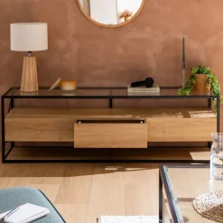 Atmosphera Meubles Tv*Meuble TV 3 tiroirs "Aldea" Beige