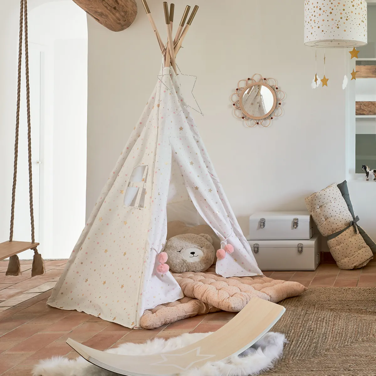 Atmosphera Décorations Murales*Miroir enfant "Campagne" Beige