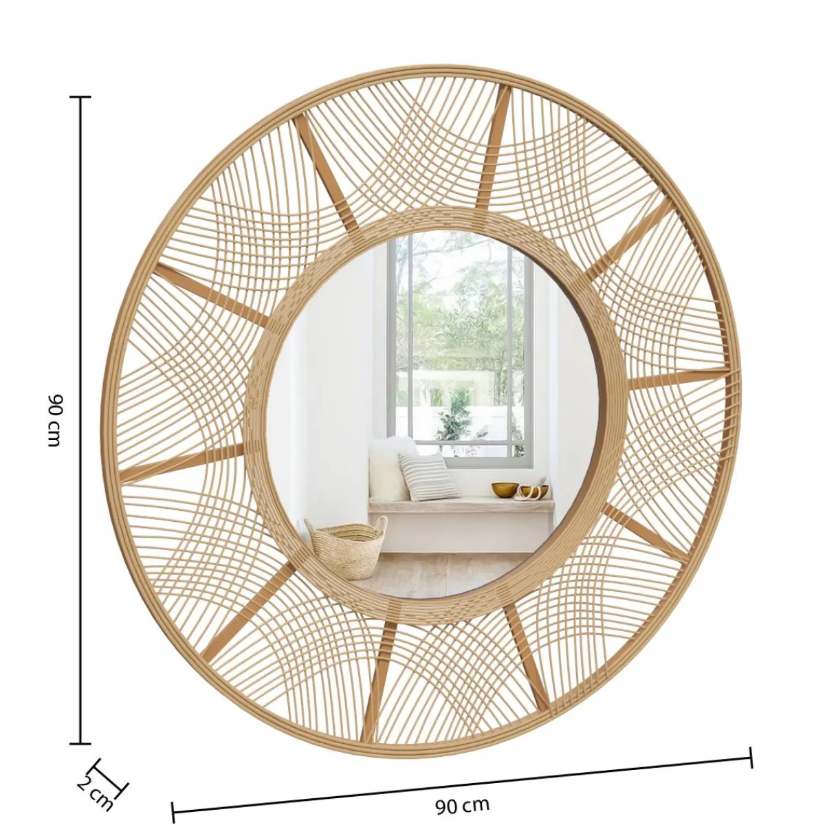Atmosphera Décoration En Bois*Miroir "Ina" Blanc