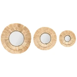 Atmosphera Miroirs*3 miroirs "Alba", Raphia Beige
