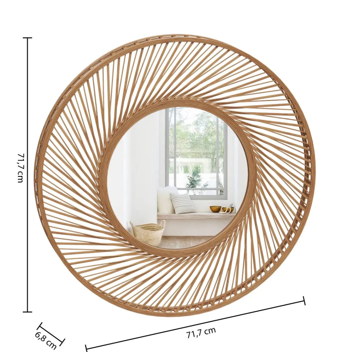 Atmosphera Décoration En Bois*Miroir "Vidhya" Boisnaturel
