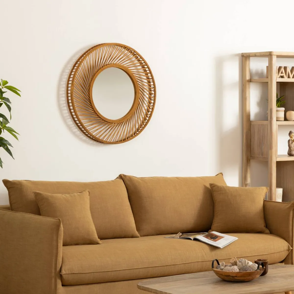 Atmosphera Décoration En Bois*Miroir "Vidhya" Boisnaturel