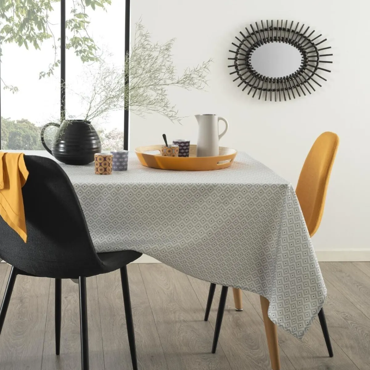 Atmosphera Chemins De Table, Centres De Table|Nappes, Chemins De Table*Nappe anti-tache "Etnik" Gris