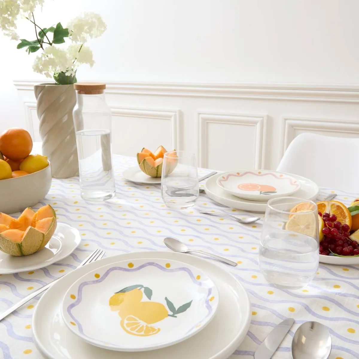 Atmosphera Chemins De Table, Centres De Table|Nappes, Chemins De Table*Nappe "Fruity" Gris1