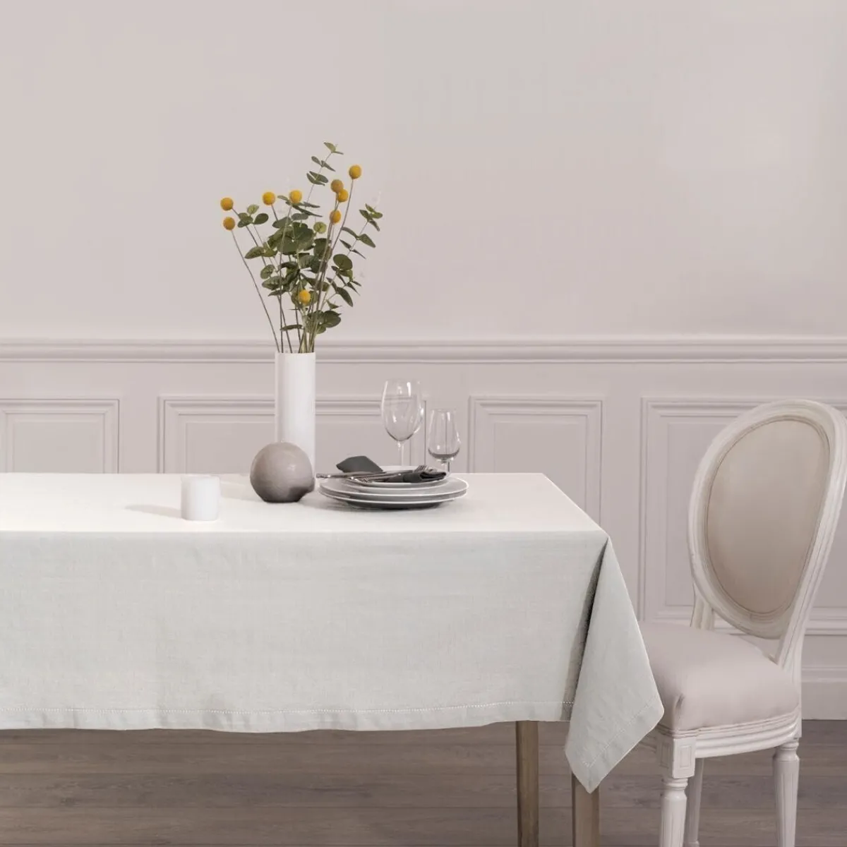 Atmosphera Chemins De Table, Centres De Table|Nappes, Chemins De Table*Nappe "Jane", coton chambray Jaune