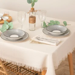 Atmosphera Chemins De Table, Centres De Table|Nappes, Chemins De Table*Nappe "Maha", coton Beige