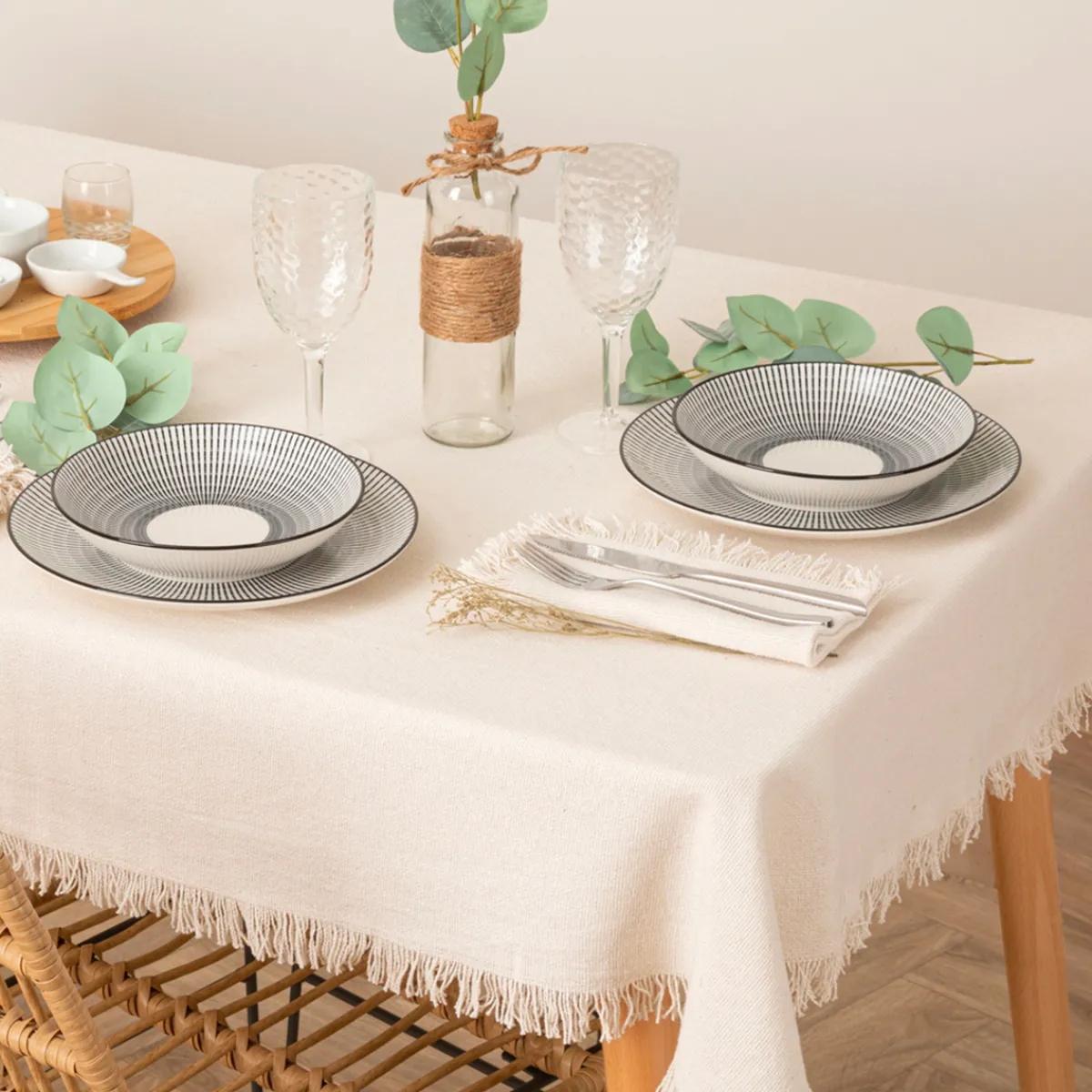 Atmosphera Chemins De Table, Centres De Table|Nappes, Chemins De Table*Nappe "Maha", coton Beige