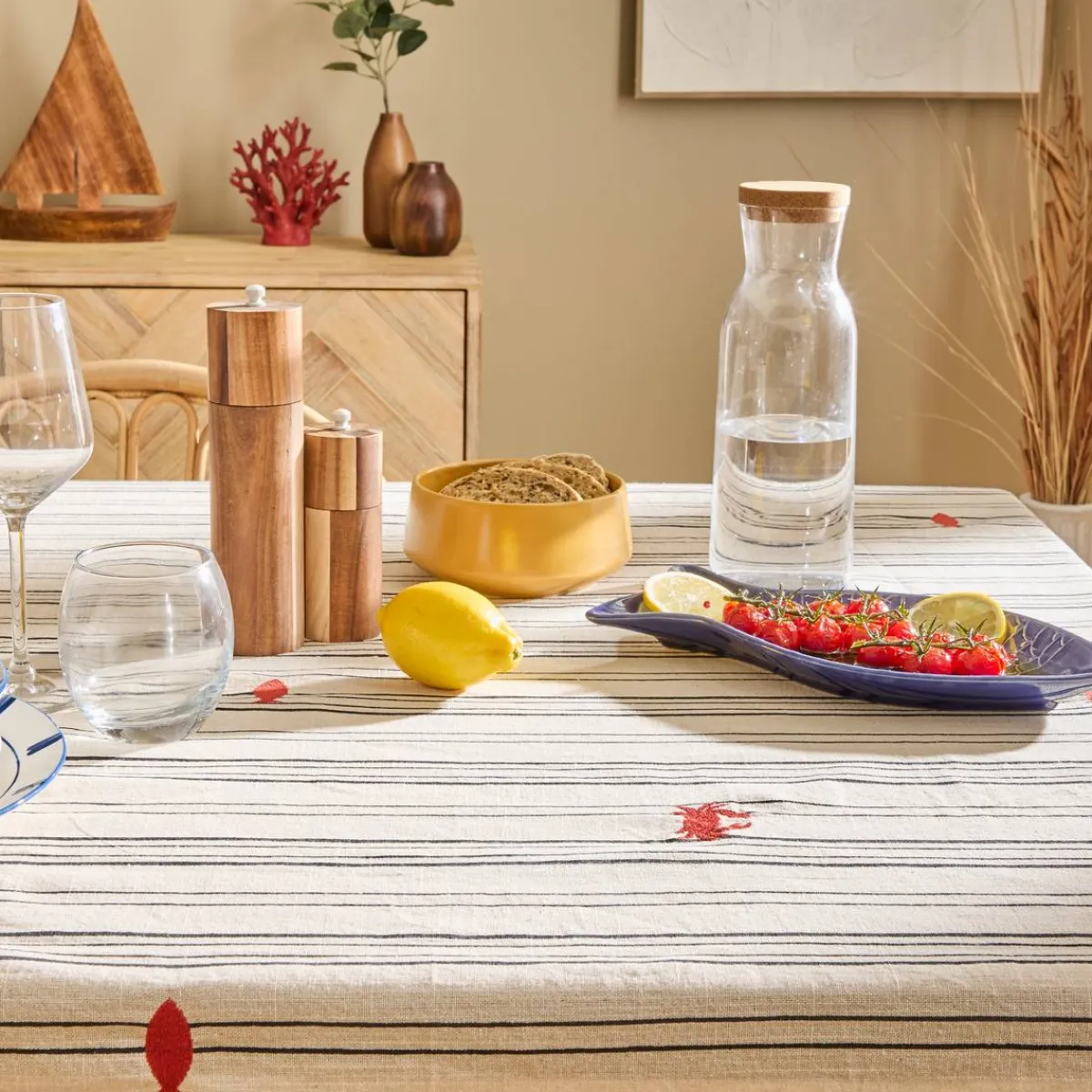 Atmosphera Nappes, Chemins De Table*Nappe "Oceania" Beigelin