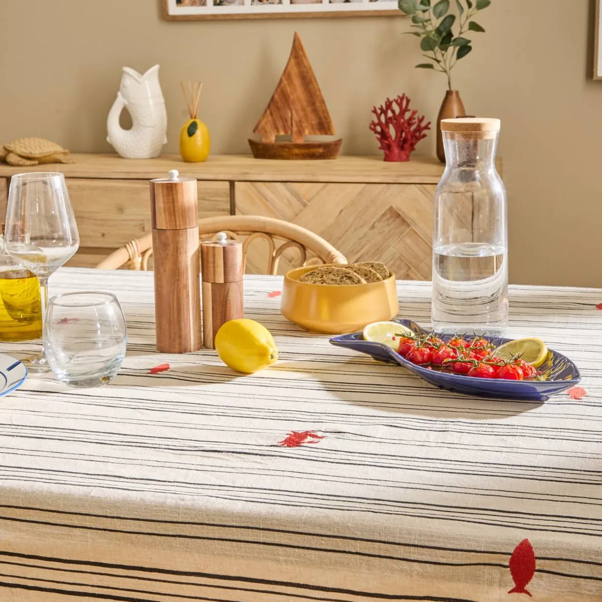Atmosphera Nappes, Chemins De Table*Nappe "Oceania" Beigelin