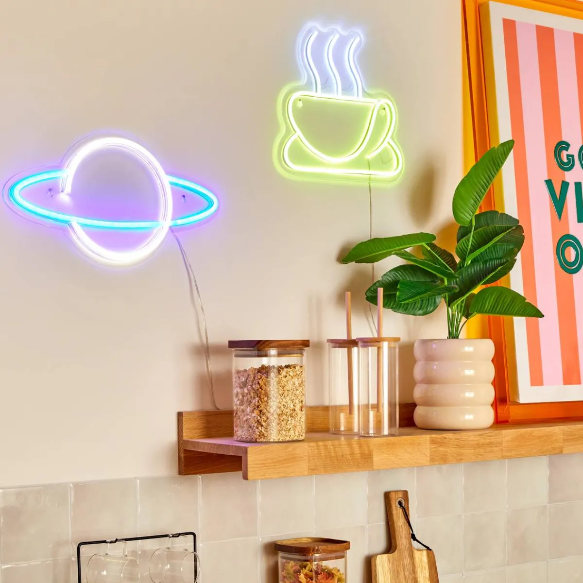 Atmosphera Lampes Led|Guirlandes, Boîtes Lumineuses*Néon led "Cafe" Bleu