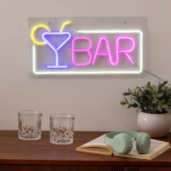 Atmosphera Guirlandes, Boîtes Lumineuses*Néon mural LED "Bar" Beige