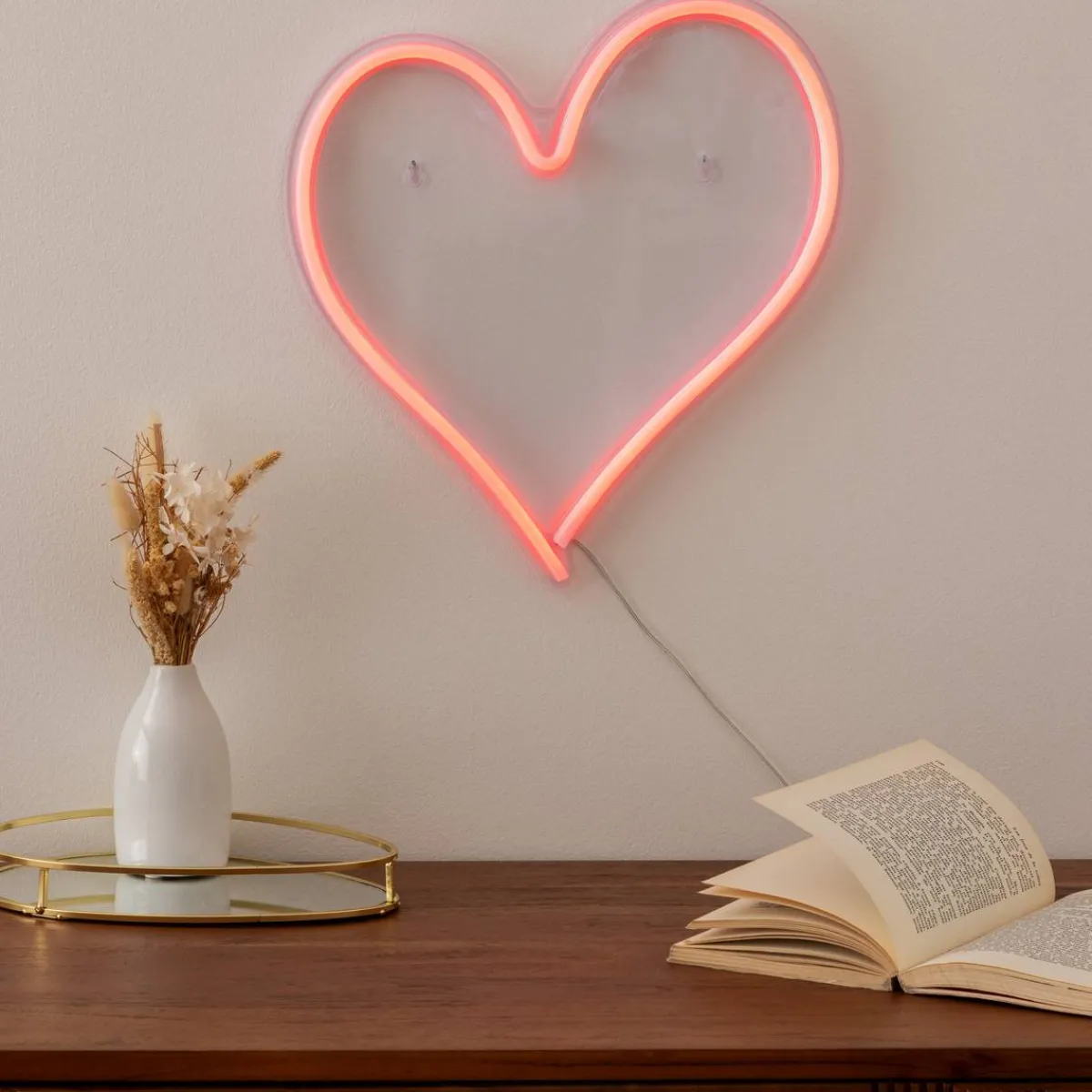 Atmosphera Guirlandes, Boîtes Lumineuses*Néon mural LED "Coeur" Boisnaturel