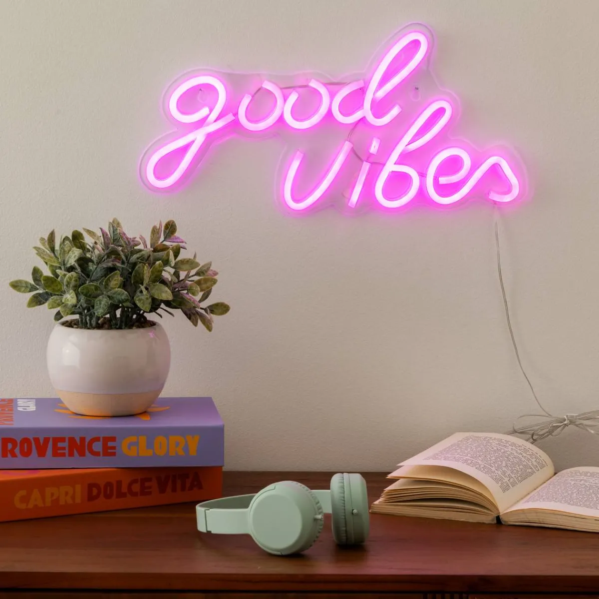 Atmosphera Guirlandes, Boîtes Lumineuses*Néon mural LED "Good Vibes" Blanc