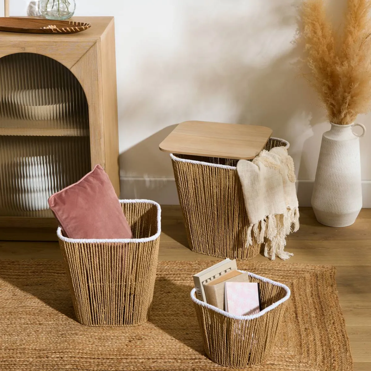 Atmosphera Tables D'Appoint*Panier de rangement "Banjo" Beige