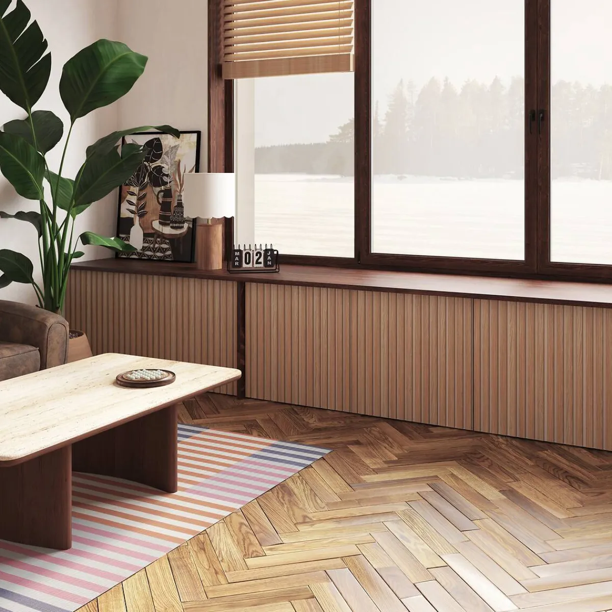 Atmosphera Panneau Mural Décoratif|Décoration En Bois*Panneau décoratif tasseaux bois "Colva" Beige