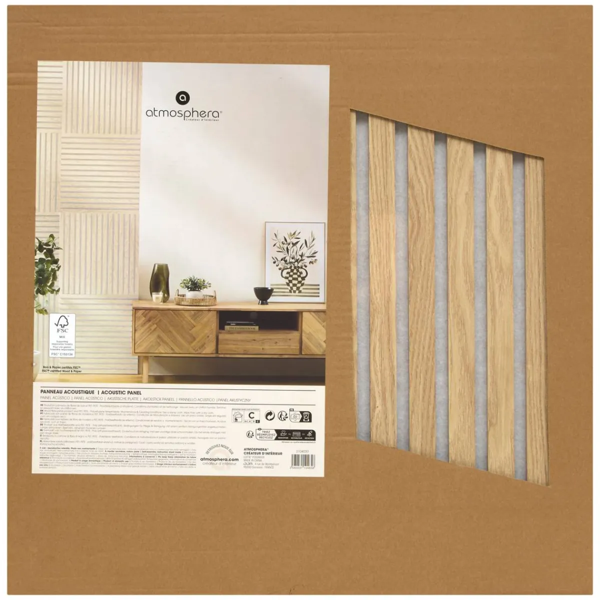 Atmosphera Panneau Mural Décoratif|Décoration En Bois*Panneau décoratif tasseaux bois "Colva" Beige