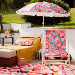 Atmosphera Accessoires De Plage*Parasol de plage "Bloomorama" Noir&Blanc