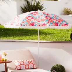 Atmosphera Accessoires De Plage*Parasol de plage "Bloomorama" Noir&Blanc