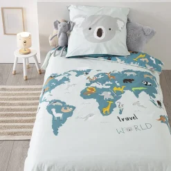 Atmosphera Housses De Couette Enfant*Parure de lit enfant 2 pièces "Carte du monde" Multicolore5