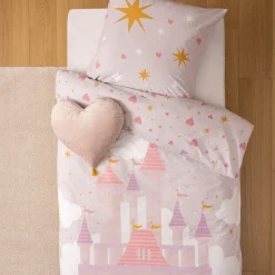 Atmosphera Housses De Couette Enfant*Parure de lit enfant 2 pièces "Château" Rose
