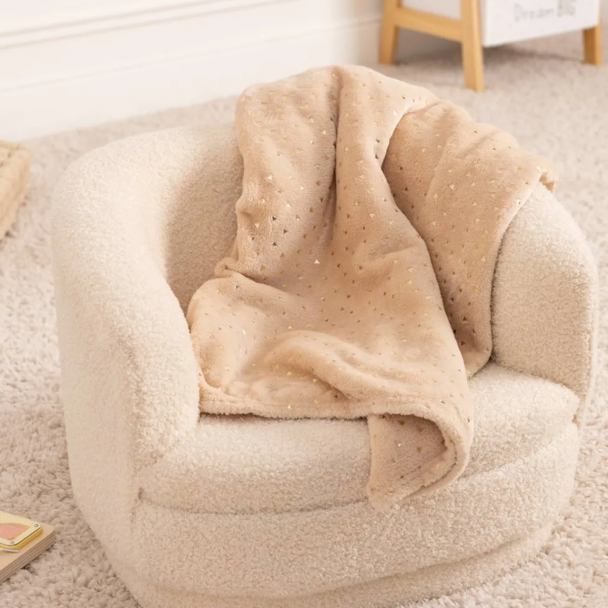 Atmosphera Plaids, Couvertures Enfant*Plaid "Berlingot" flanelle Beige