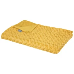 Atmosphera Plaids Fausse Fourrure*Plaid "Bouclette" fausse fourrure Jaunemoutarde