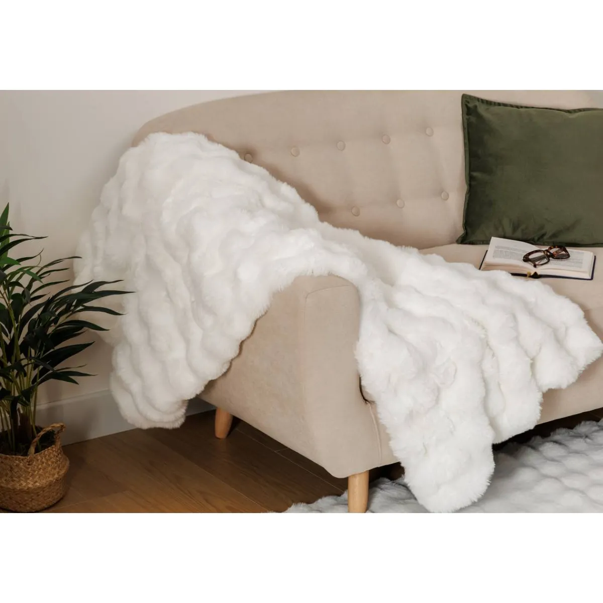Atmosphera Plaids Fausse Fourrure*Plaid fausse fourrure 3D "Zephy" Noir