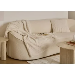 Atmosphera Plaids Fausse Fourrure*Plaid fausse fourrure jacquard "Arka" Blanc