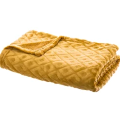 Atmosphera Plaids*Plaid "Losange", flanelle Jaunemoutarde