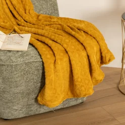 Atmosphera Plaids*Plaid "Losange", flanelle Jaunemoutarde