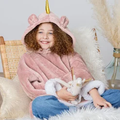 Atmosphera Plaids, Couvertures Enfant*Plaid à manches "Licorne Rose