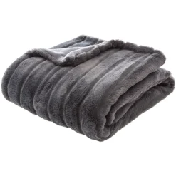 Atmosphera Plaids Fausse Fourrure*Plaid "Manoir" fausse fourrure Bleuencre