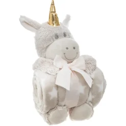 Atmosphera Plaids, Couvertures Enfant*Plaid peluche "Licorne" Argent