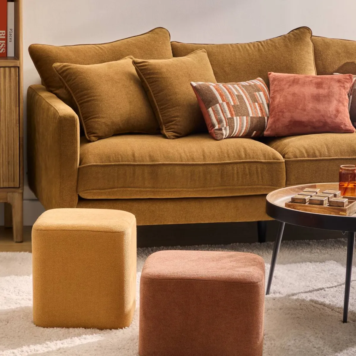 Atmosphera Poufs*Pouf 2 en 1 "Doki" Ambre