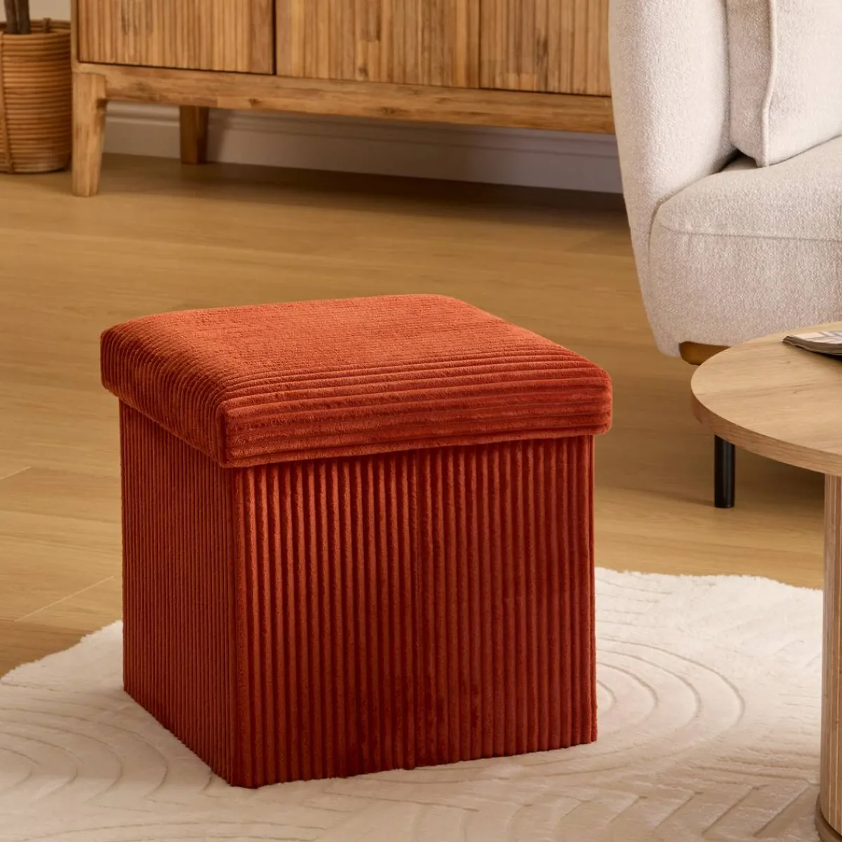 Atmosphera Poufs*Pouf pliant "Arum" Blanc