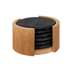 Atmosphera Accessoires Vin Et Cocktail*Rack 6 dessous de verres "Ardoise" Noir