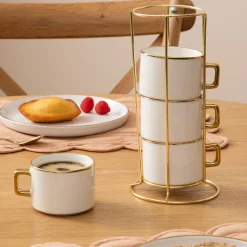 Atmosphera Tasses, Mugs*Rack 4 mugs  "Arya" BlancChaud