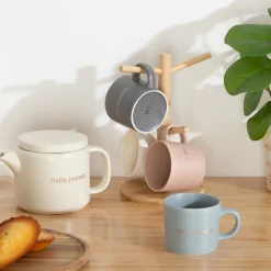 Atmosphera Tasses, Mugs*Rack 4 mugs  "Belle Journee" Blanc