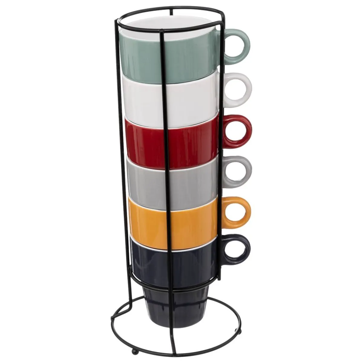 Atmosphera Tasses, Mugs*Rack 6 mugs "Colorama" Blanc