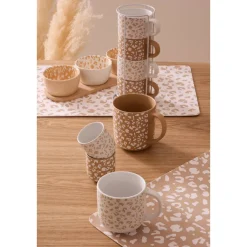 Atmosphera Tasses, Mugs*Rack 4 mugs  "Leopardi" Transparent