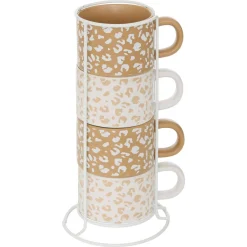 Atmosphera Tasses, Mugs*Rack 4 mugs  "Leopardi" Transparent