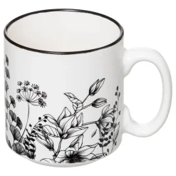Atmosphera Tasses, Mugs*Rack 4 mugs  "White Floral" Blanc