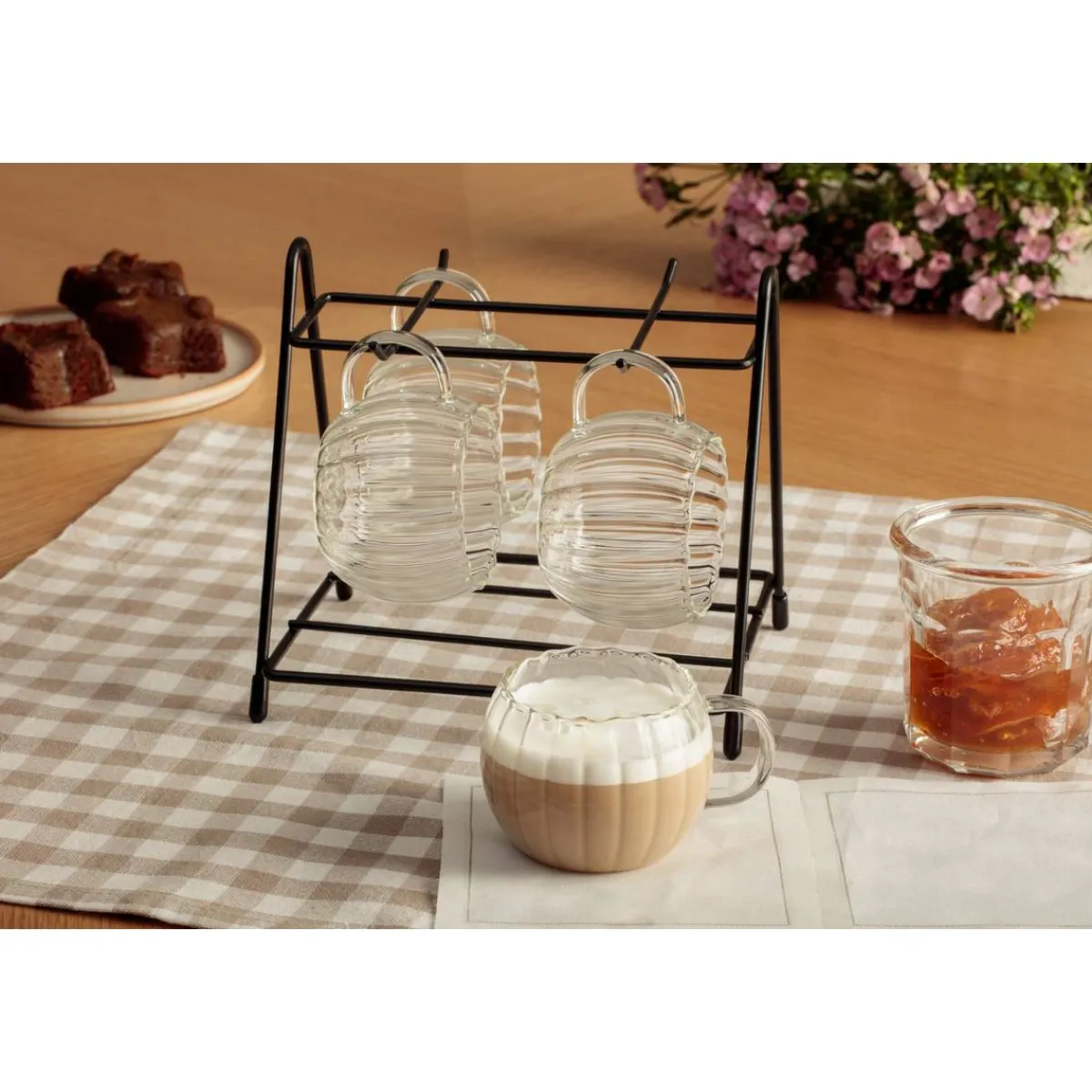 Atmosphera Tasses, Mugs*Rack 4 tasses "Ivy" Moccha