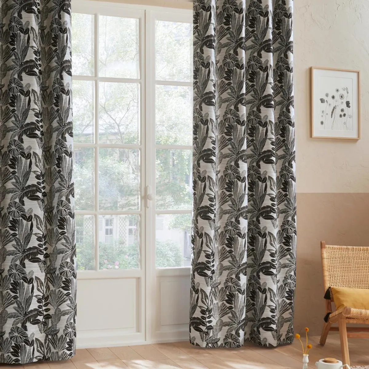Atmosphera Rideaux*Rideau "Bejuco", motifs jacquard Gris