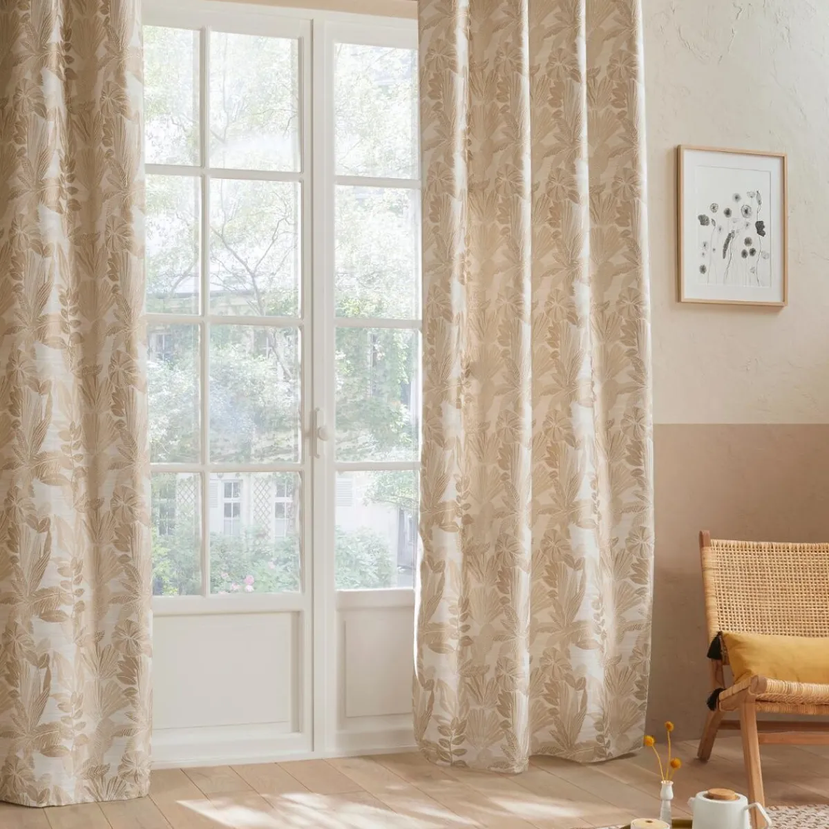 Atmosphera Rideaux*Rideau "Bejuco", motifs jacquard Blancivoire