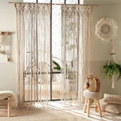 Atmosphera Rideaux*Rideau fil "Macramé" Vert