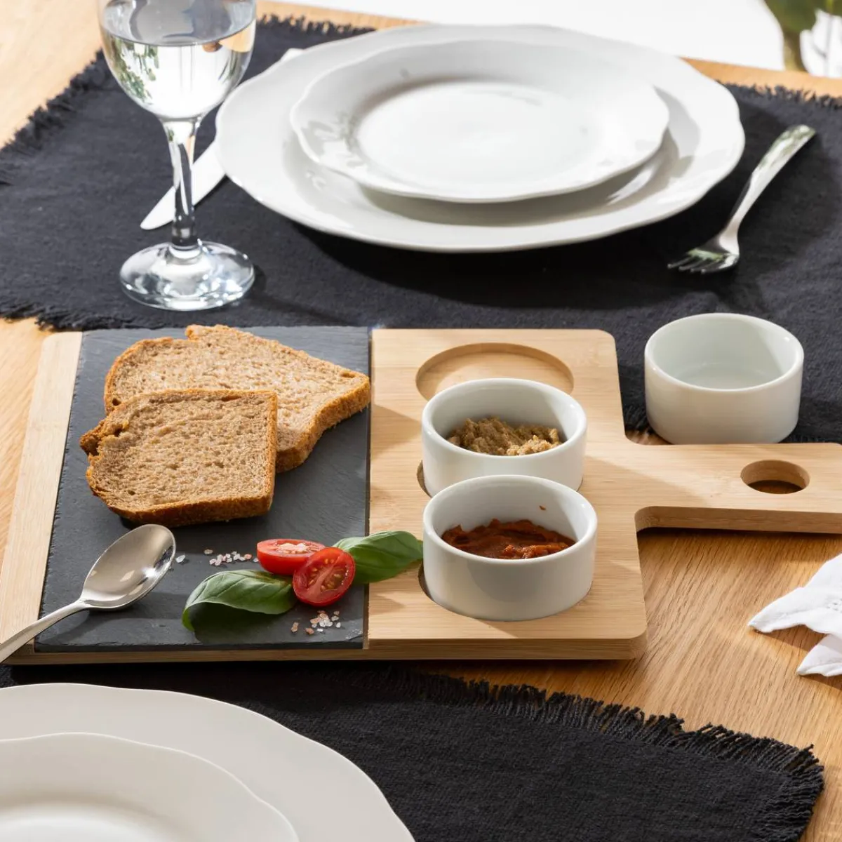 Atmosphera Set Apéritifs*Service apéritif 4 pièces "Ardoise" Blanc