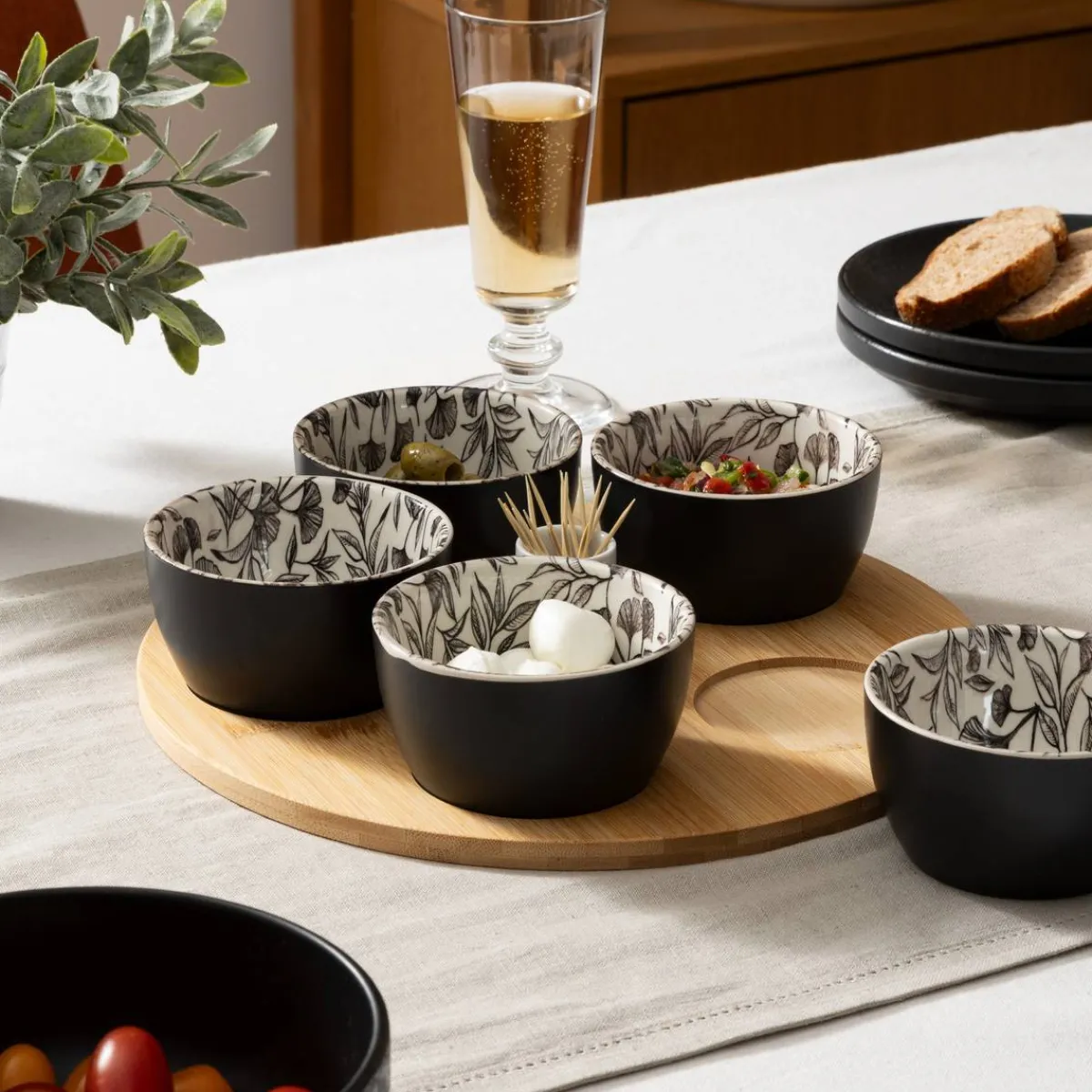 Atmosphera Set Apéritifs*Service apéritif 7 pièces "White Floral" Jaune