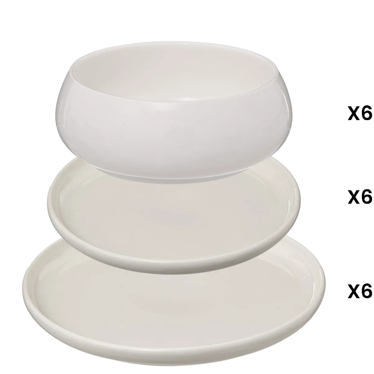 Atmosphera Assiettes Plates|Services De Vaisselle*Service de table "Nora" Blanc