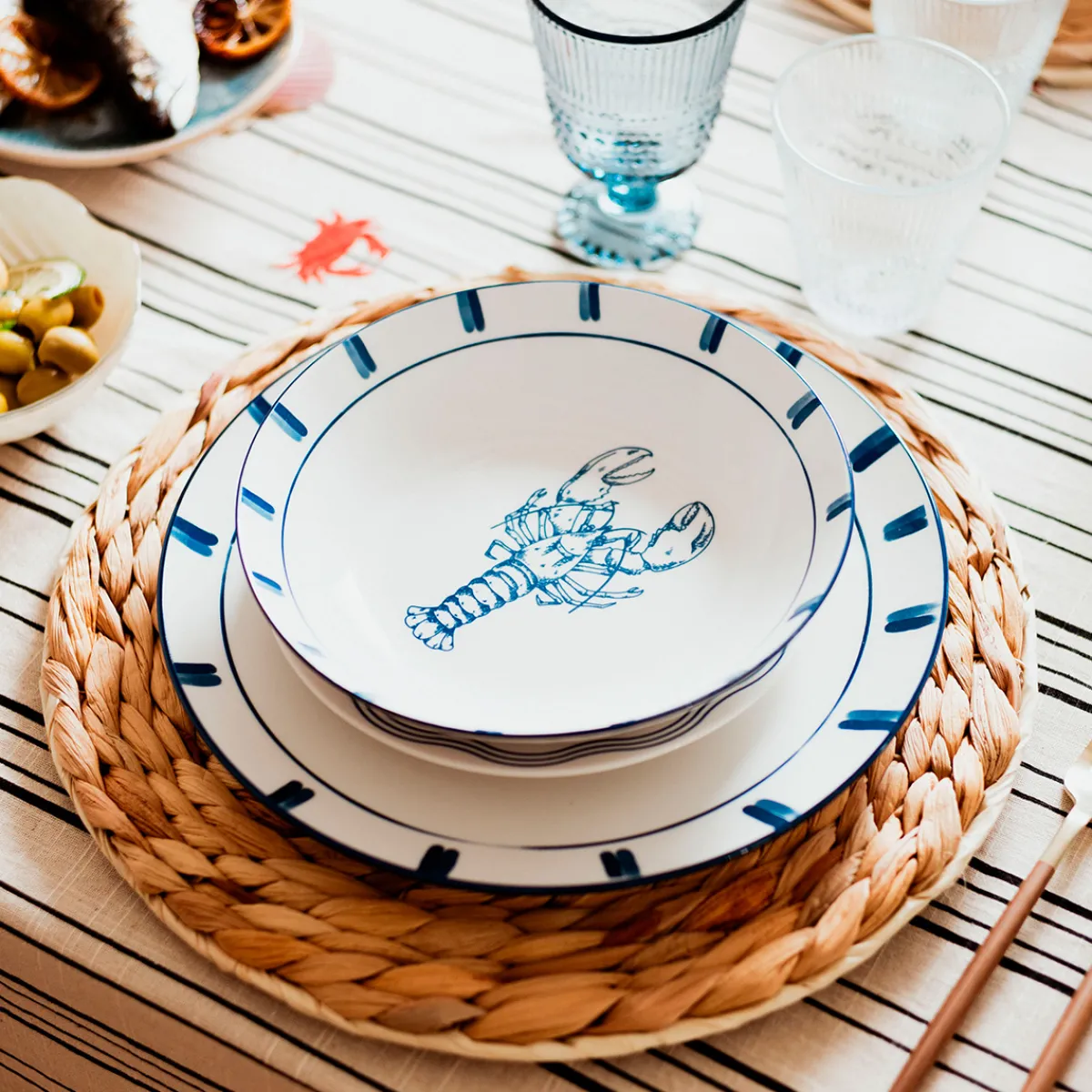 Atmosphera Assiettes Plates|Services De Vaisselle*Service de table "Oceania" Bleu